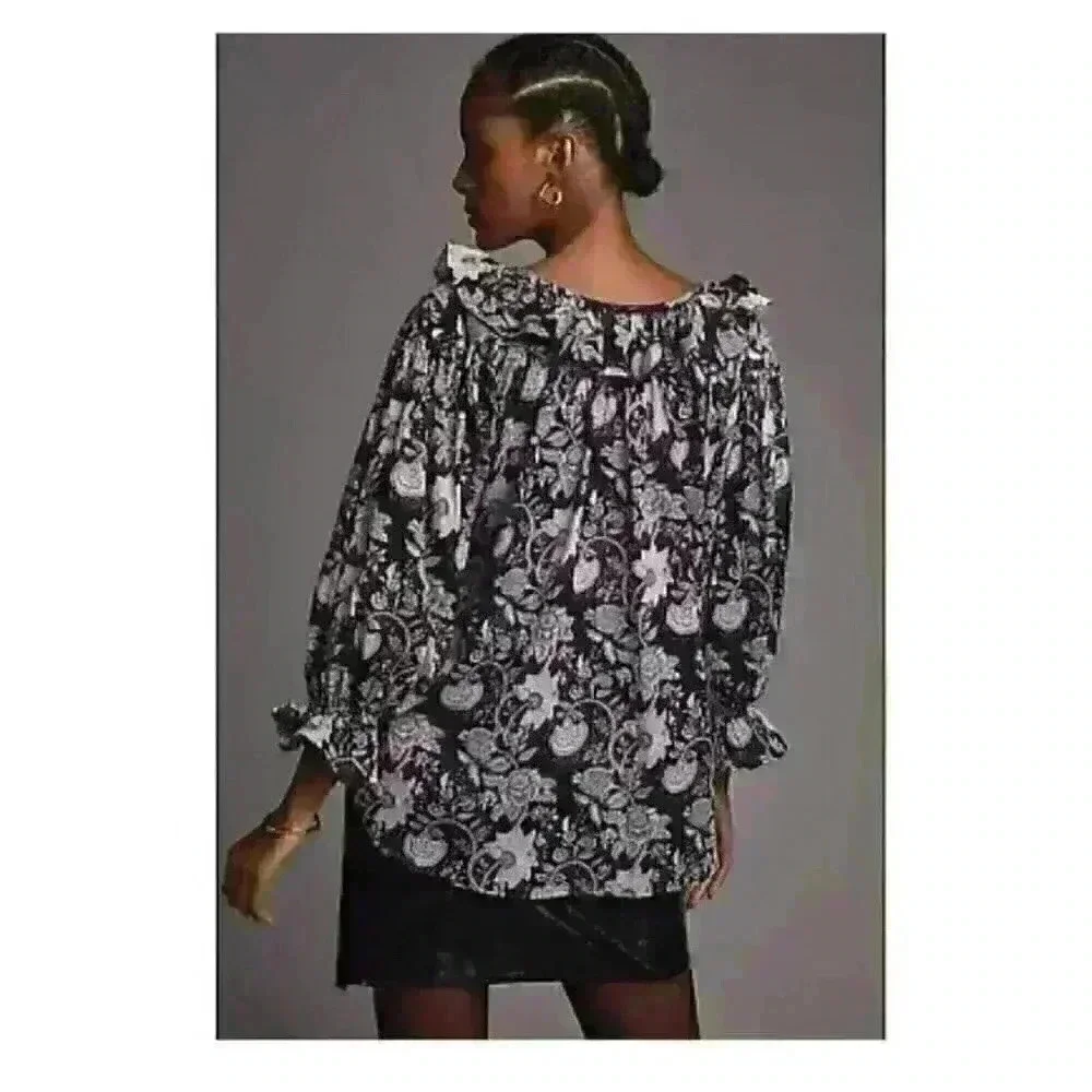 NWT Anthropologie Mille May Top $168 Small New Black - Picture 3 of 5